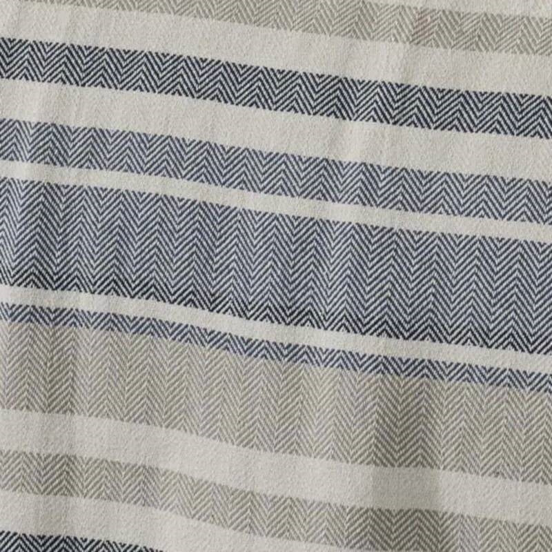 King size Navy Blue Tan Cream Chevron Stripe Lightweight Cotton Blanket-2