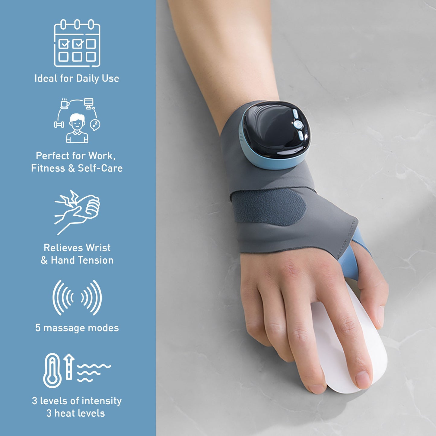 Pursonic EMS Wrist Massager & 3-Speed Massage Gun Bundle – Targeted Relief & Muscle Recovery for Hands, Wrists & Body-1