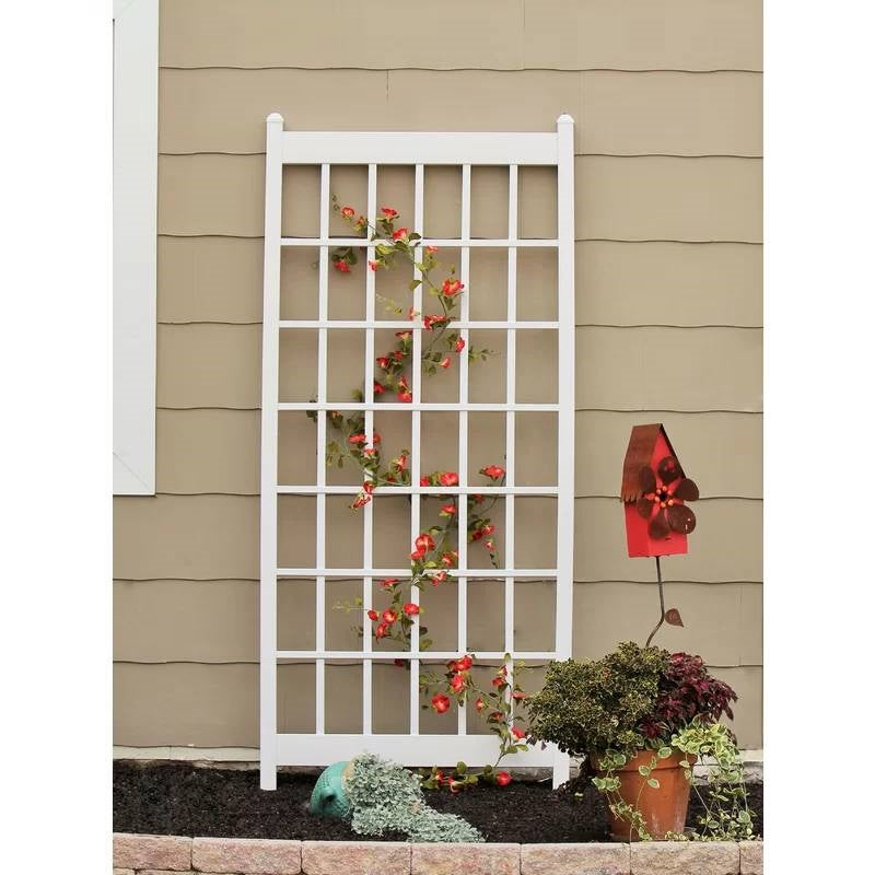 Outdoor 85-inch x 38-inch White PVC Vinyl Lattice Garden Trellis-0