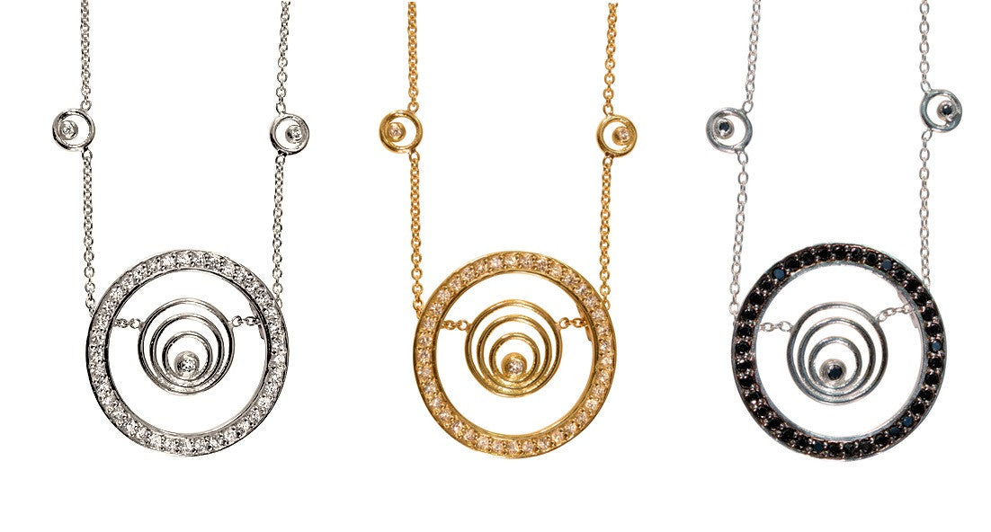 Karma hoop necklace- large- 14K gold with diamonds-4