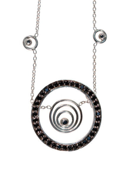 Karma hoop necklace- large- 14K gold with diamonds-3