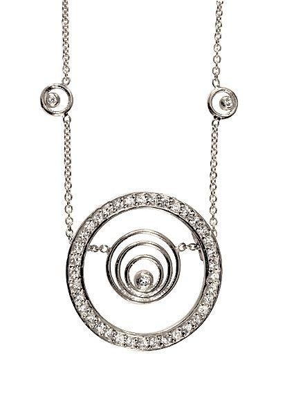 Karma hoop necklace- large- sterling silver with black diamonds-3