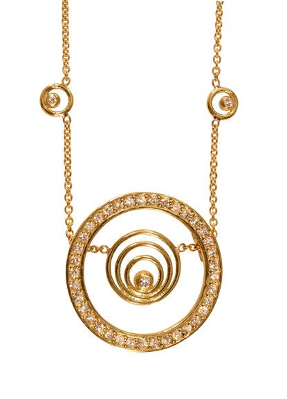 Karma hoop necklace- large- 14K gold with diamonds-0
