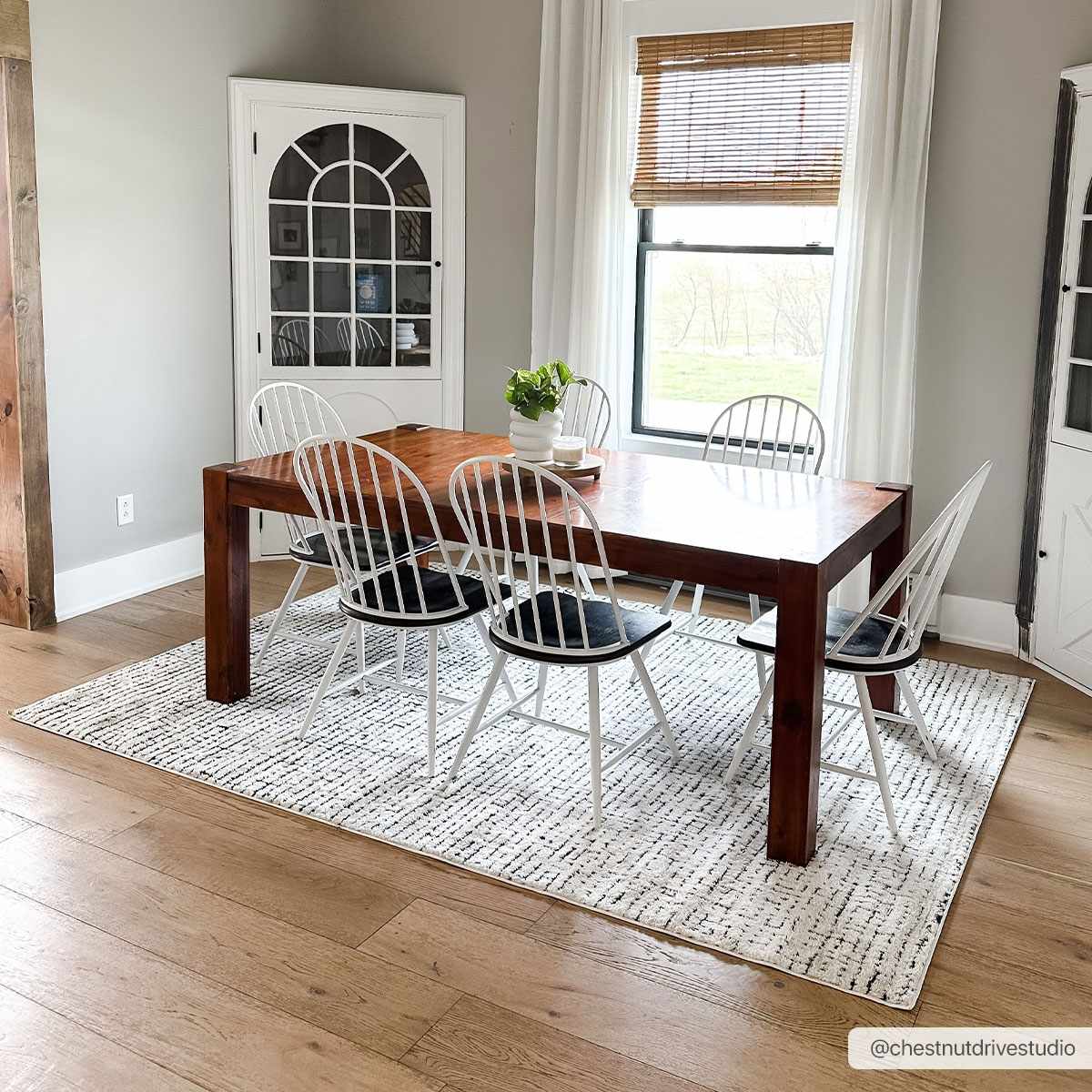 Keita Cream & Black Grid Plush Rug-3