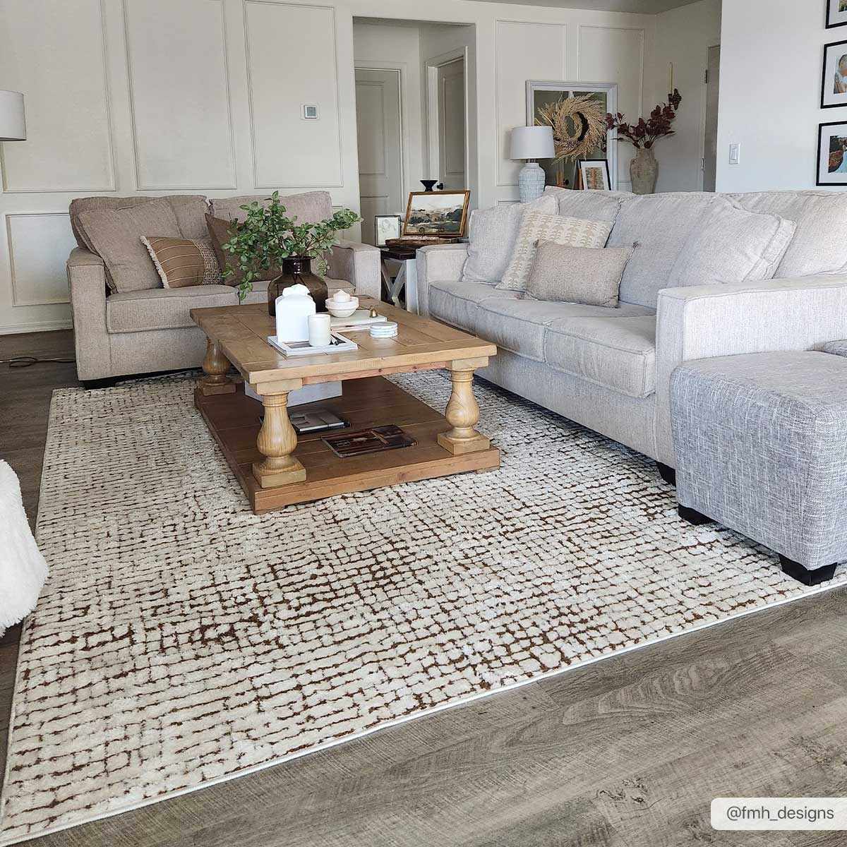Keita Cream & Brown Area Rug-1