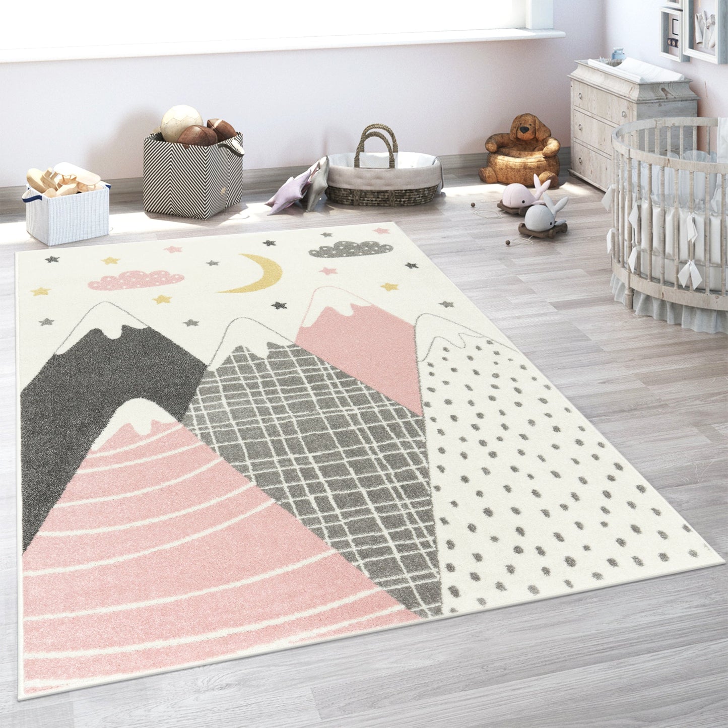 Kids Rug Nino Pastel Colored Mountains & Dreamy Sky-2