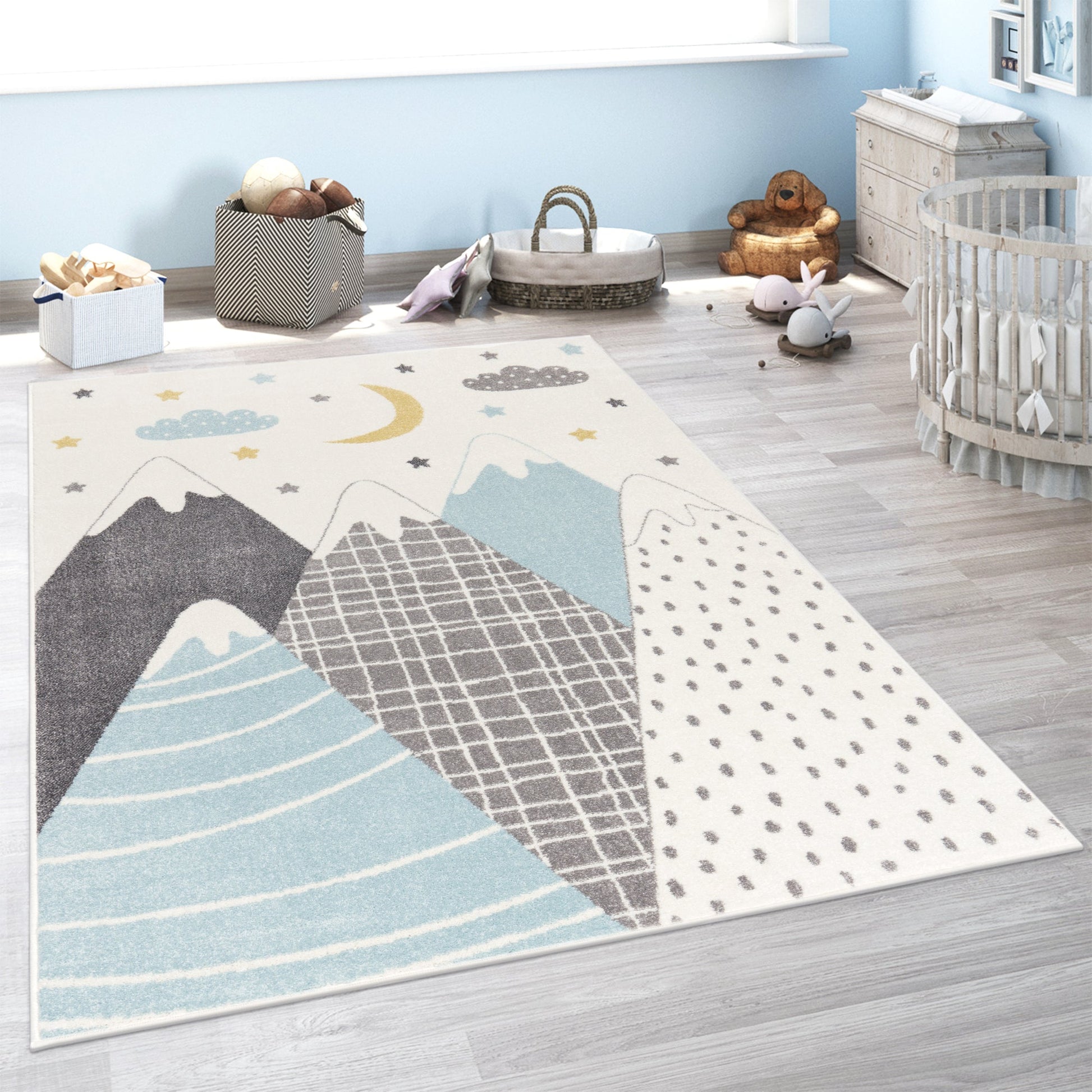 Kids Rug Nino Pastel Colored Mountains & Dreamy Sky-1