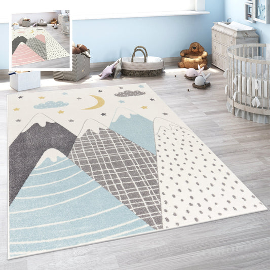 Kids Rug Nino Pastel Colored Mountains & Dreamy Sky-0