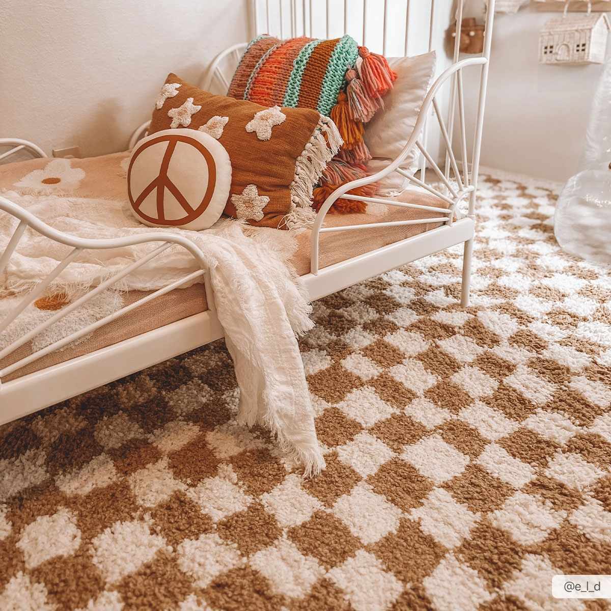 Kieu Mustard & Ivory Checkered Area Rug-3