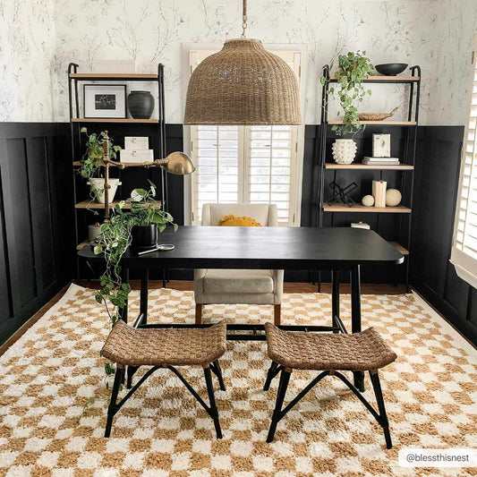 Kieu Mustard & Ivory Checkered Area Rug-0