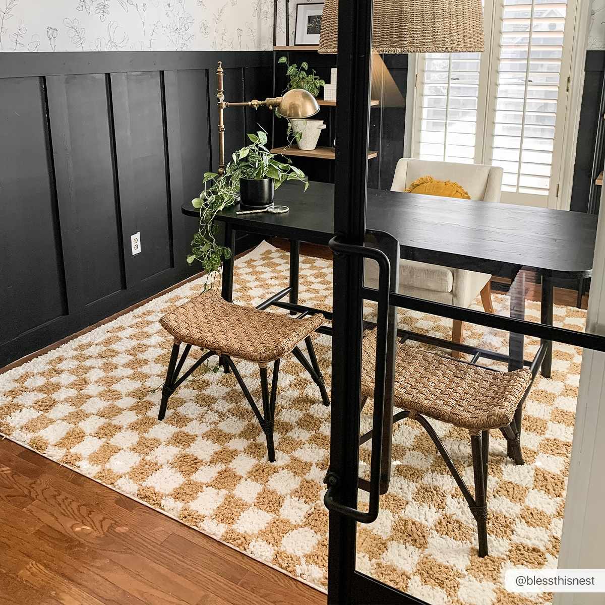 Kieu Mustard & Ivory Checkered Area Rug-4