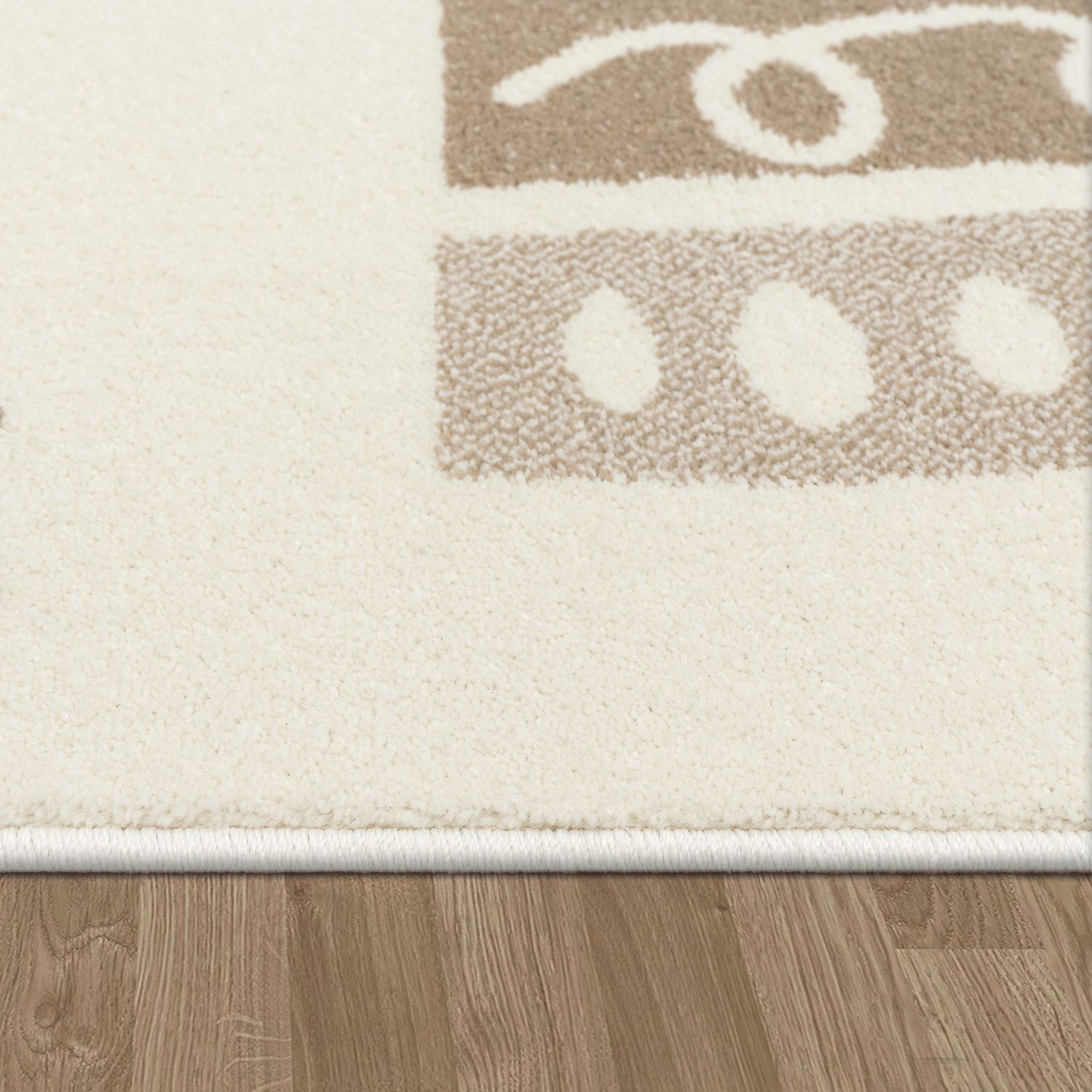 Kids Rug Nino with Rainbow and Hearts for Nursery in Beige Brown-2