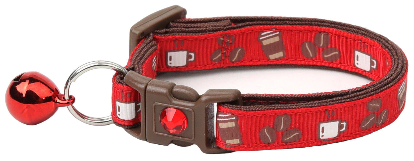 Coffee Beans Breakaway Cat Collar-6
