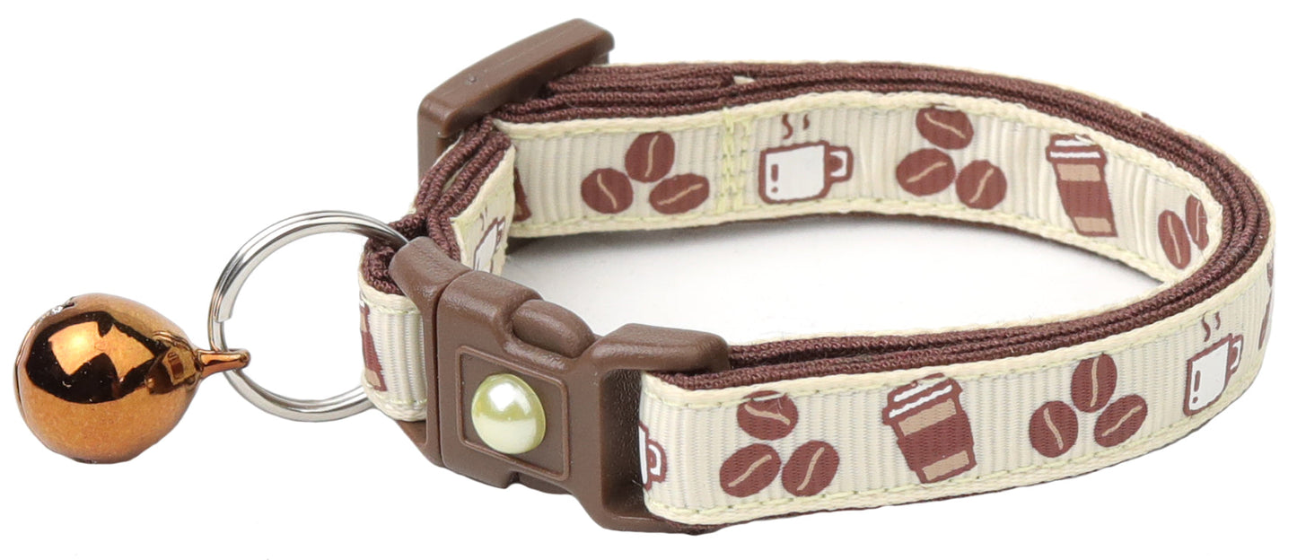 Coffee Beans Breakaway Cat Collar-4