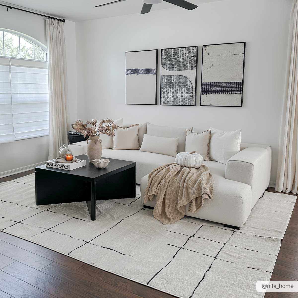 Koume Beige Maze Area Rug-2