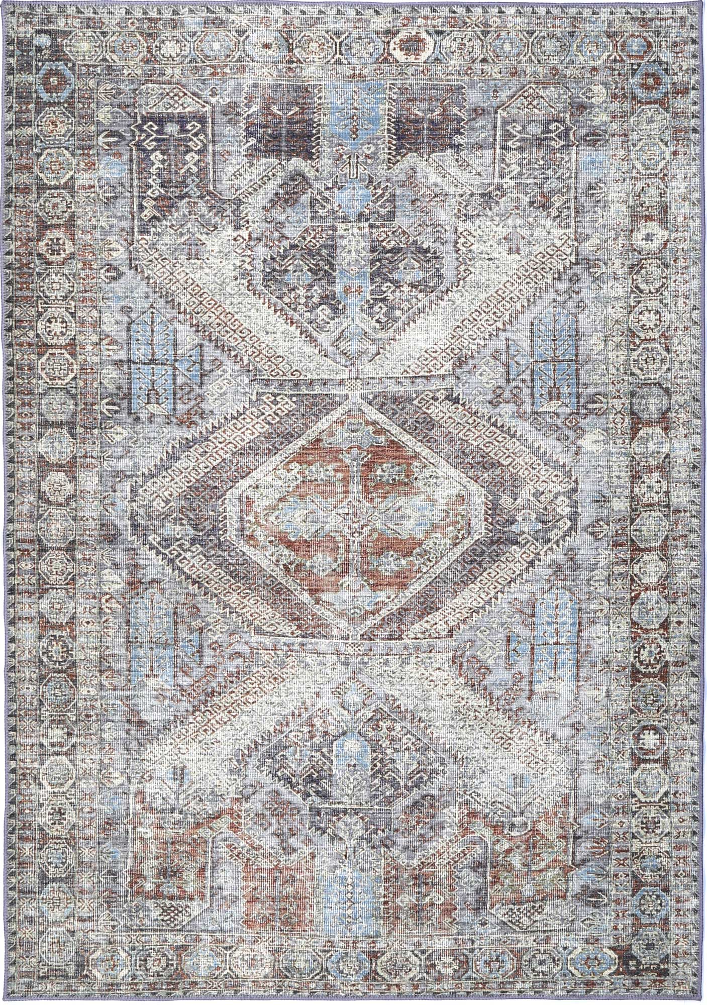 Le Grand Louvre Contemporary in Blue & Grey Rug-5