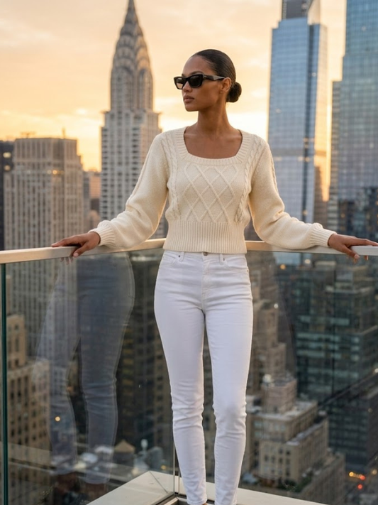 LEXINGTON Women's Square Neck Sweater Prêt-à-Porter BYMANYC ® New York-0