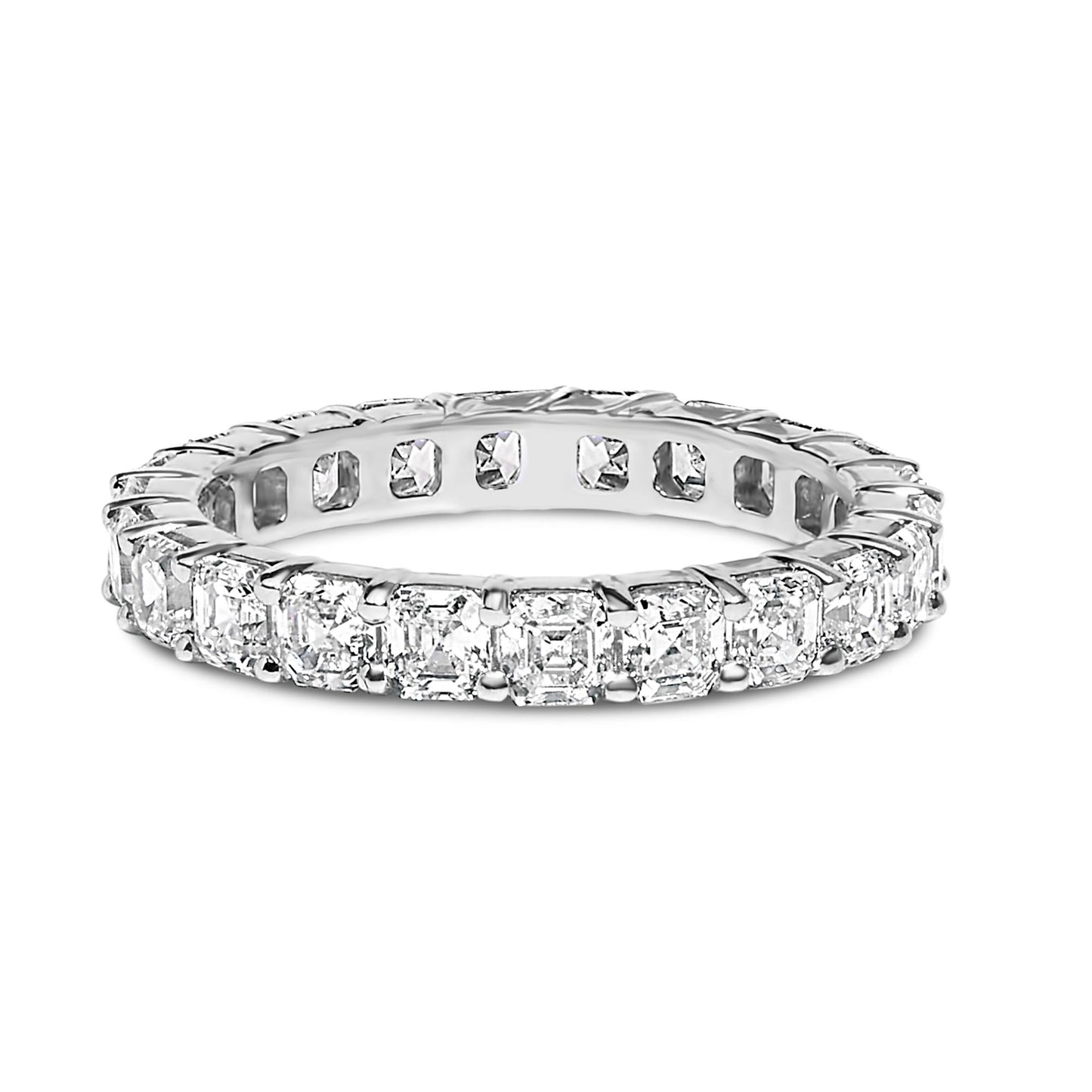 14K White Gold 2 1/3 Cttw Asscher Cut Lab Grown Diamond Eternity Band Ring (E-F Color, VS1-VS2 Clarity) - Ring Size 5.5-0