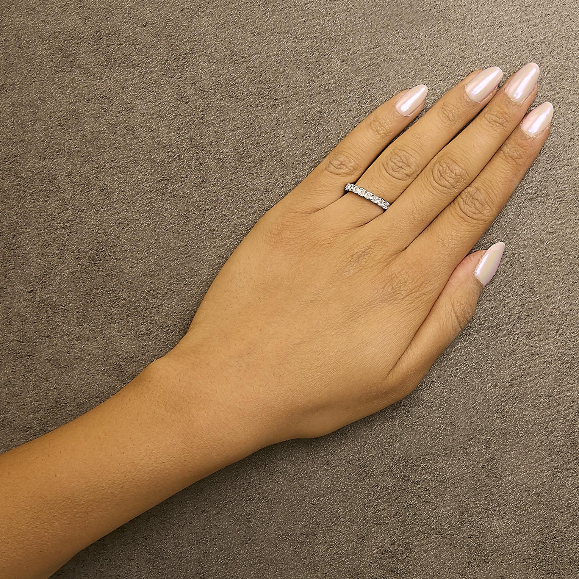14K White Gold 2 1/3 Cttw Asscher Cut Lab Grown Diamond Eternity Band Ring (E-F Color, VS1-VS2 Clarity) - Ring Size 5.5-2