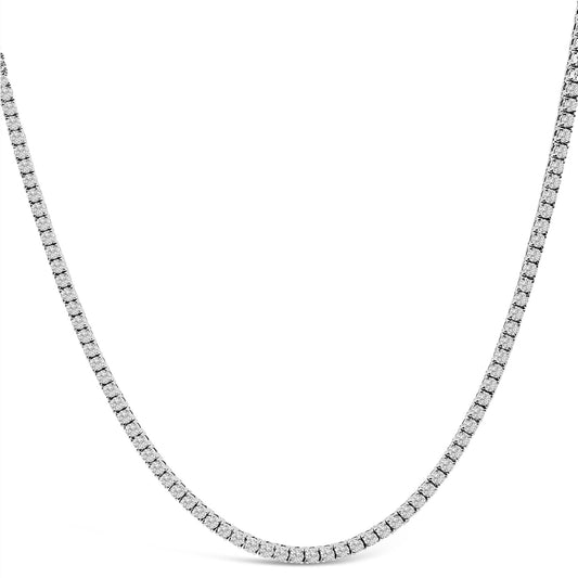 14K White Gold 10 3/4 Cttw Lab Grown Diamond Tennis Necklace-0
