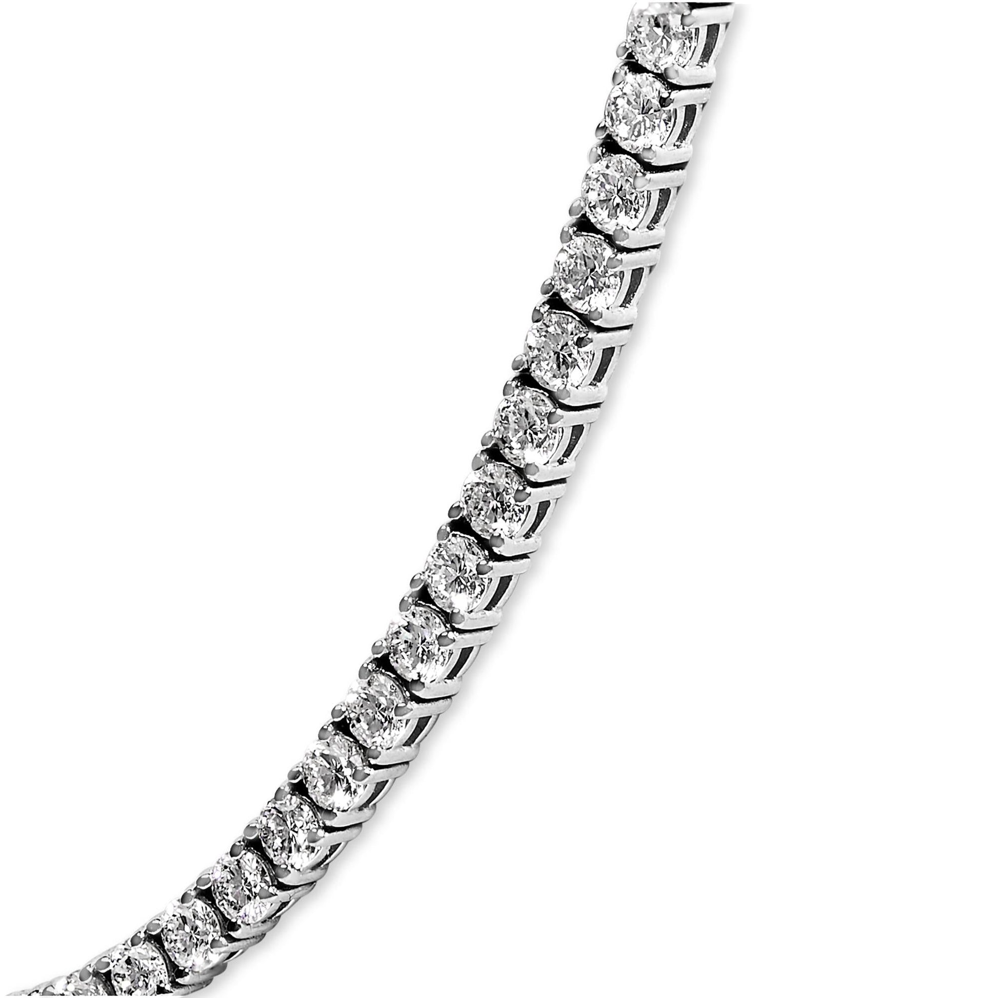 14K White Gold 10 3/4 Cttw Lab Grown Diamond Tennis Necklace-3