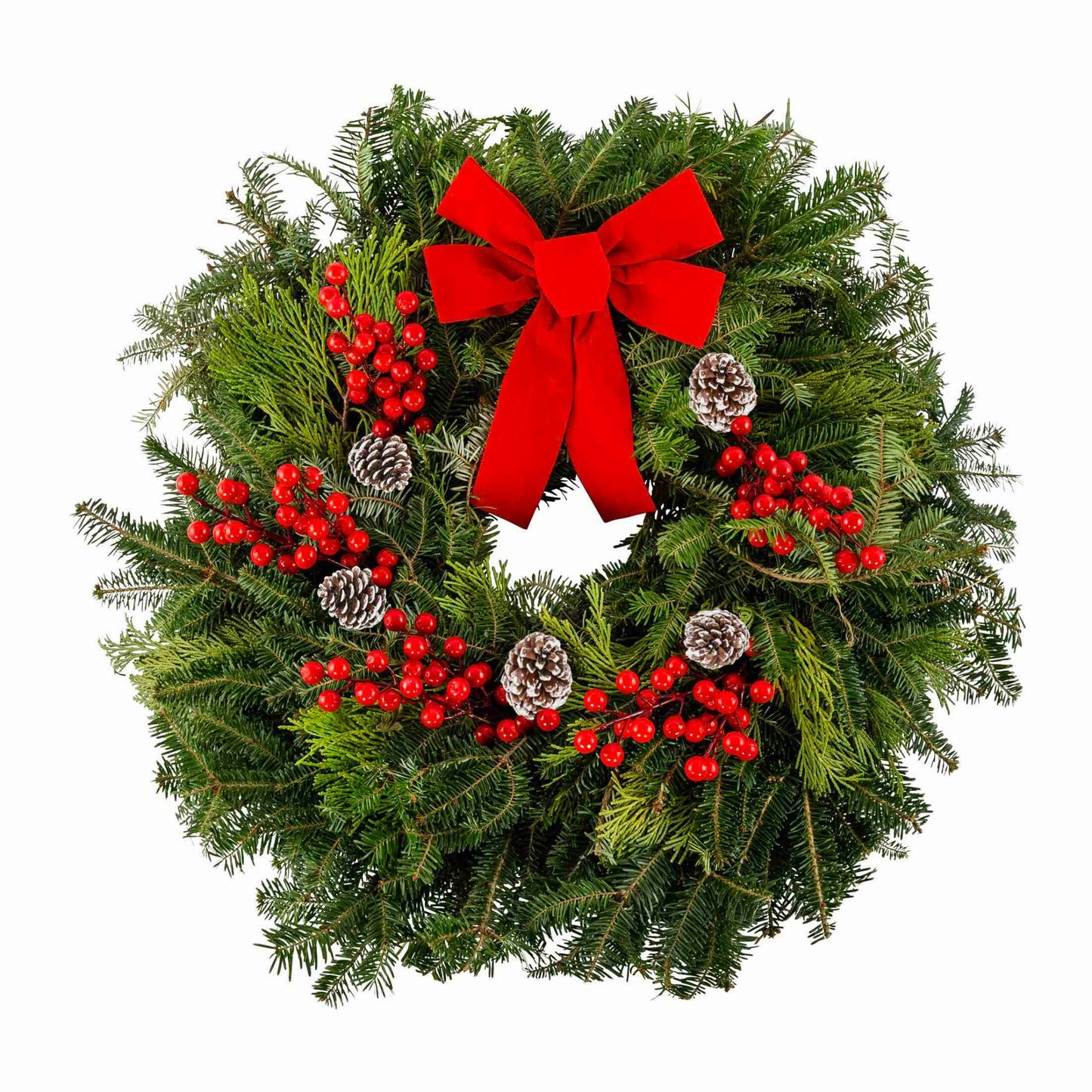 22" Wreath with Pinecones & Berries