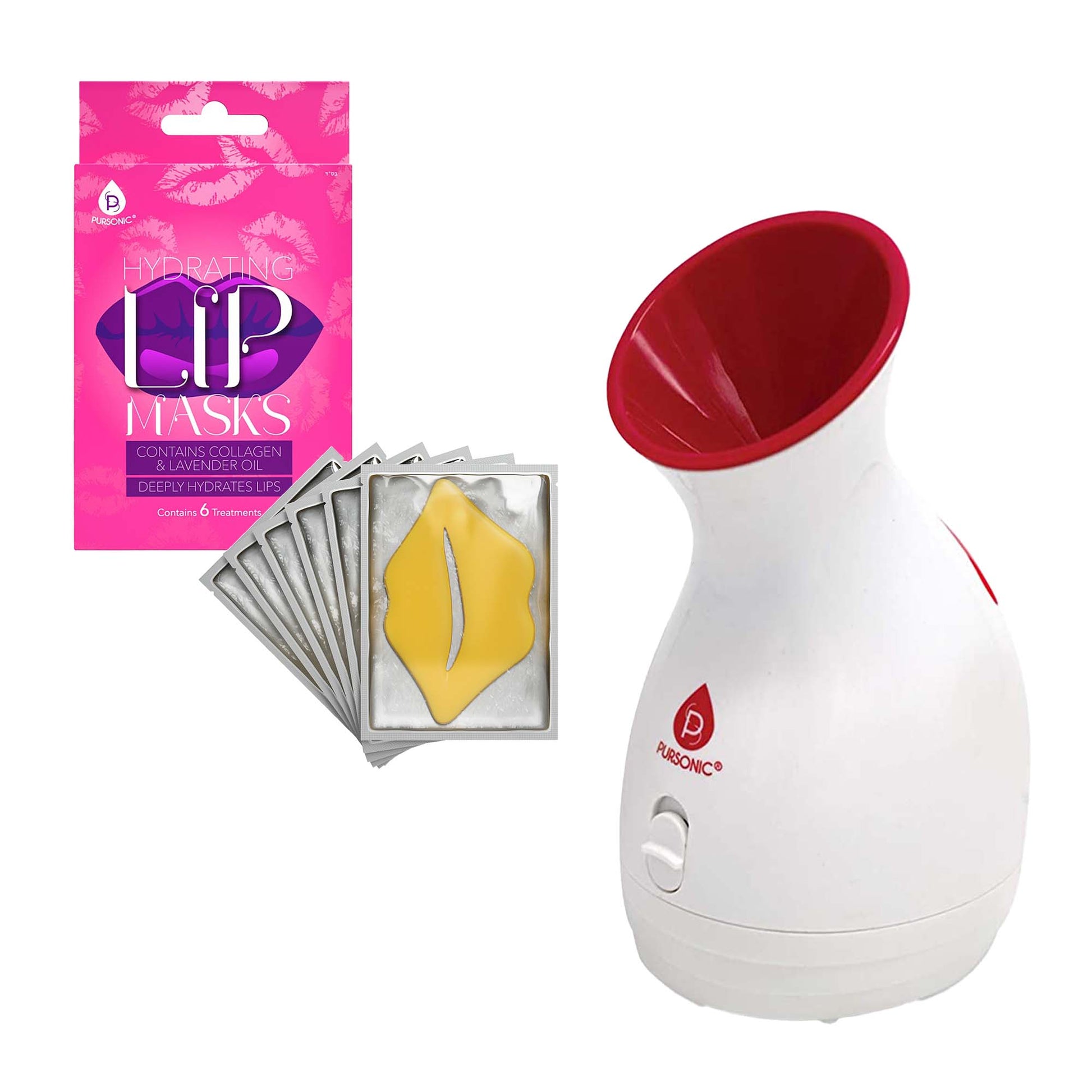 Pursonic Spa-Ready Skincare Bundle: Facial Steamer & Hydrating Lip Masks (Pack of 6)-0