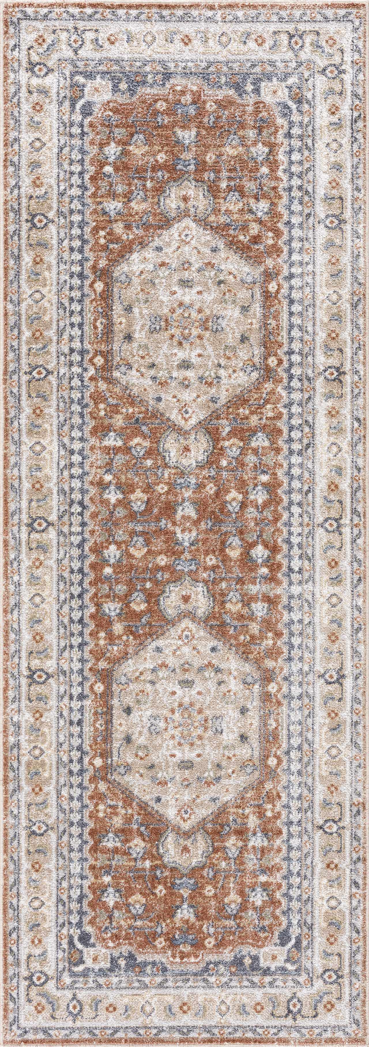 Gael Rust Flat Pile Washable Rug-4