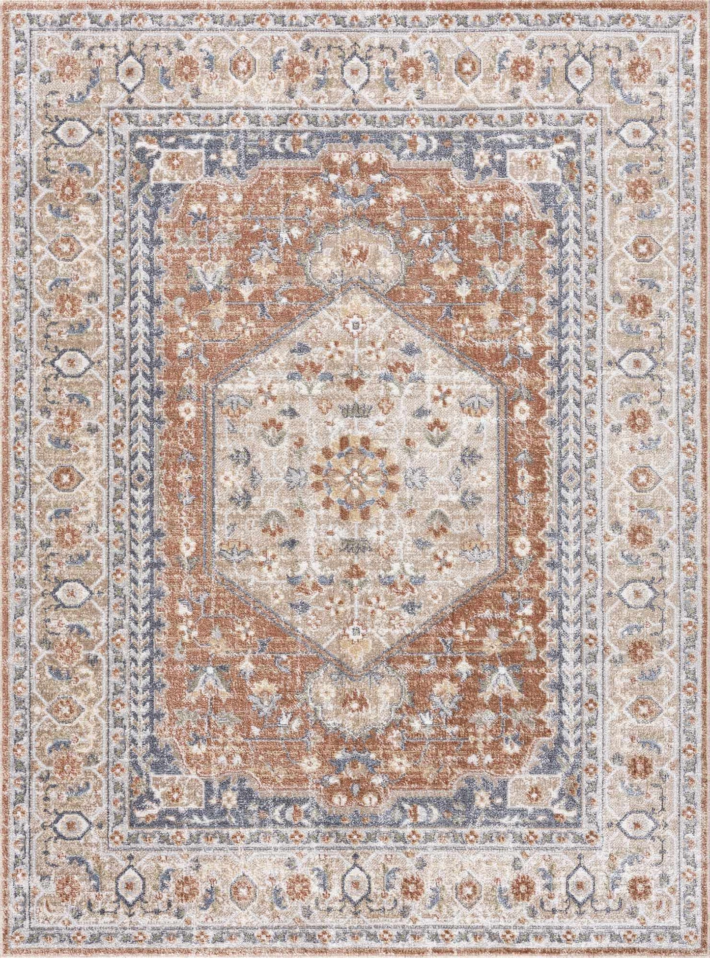 Gael Rust Flat Pile Washable Rug-3
