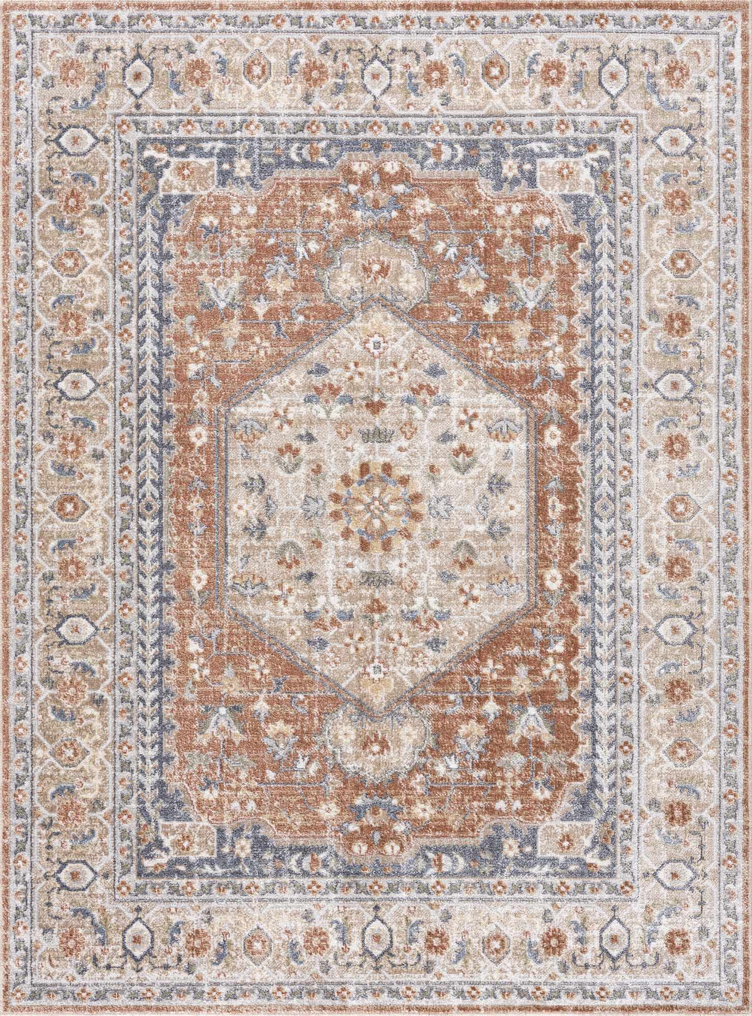 Gael Rust Flat Pile Washable Rug-3