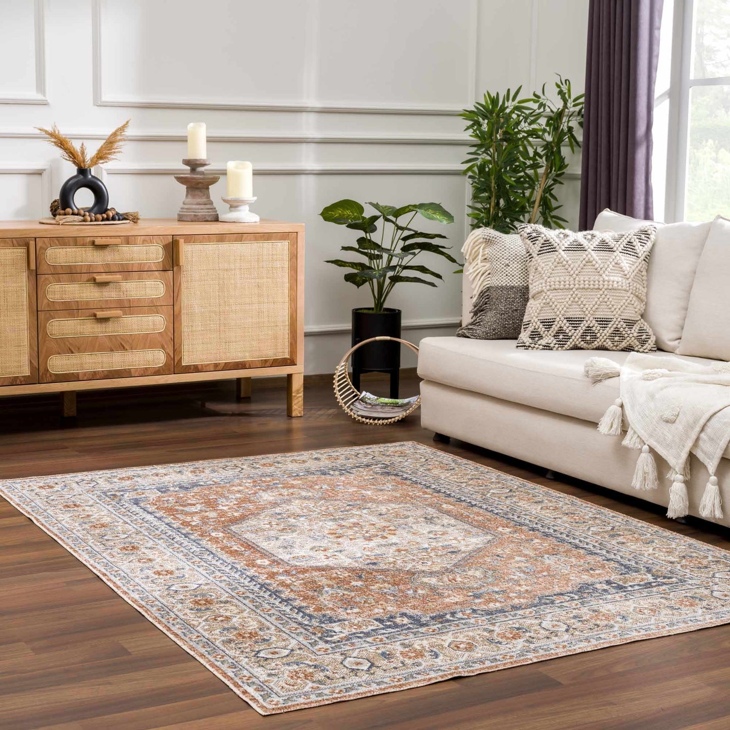 Gael Rust Flat Pile Washable Rug-0