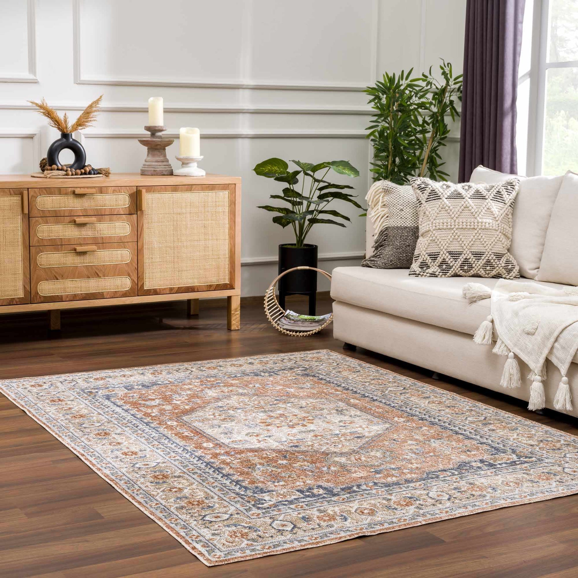 Gael Rust Flat Pile Washable Rug-0