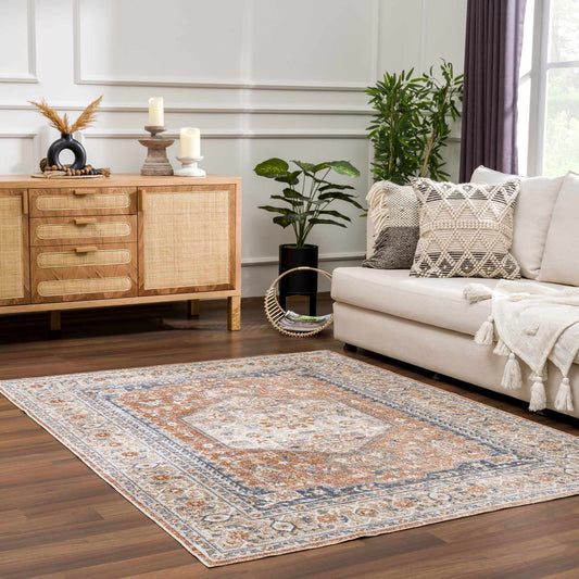 Gael Rust Flat Pile Washable Rug-0