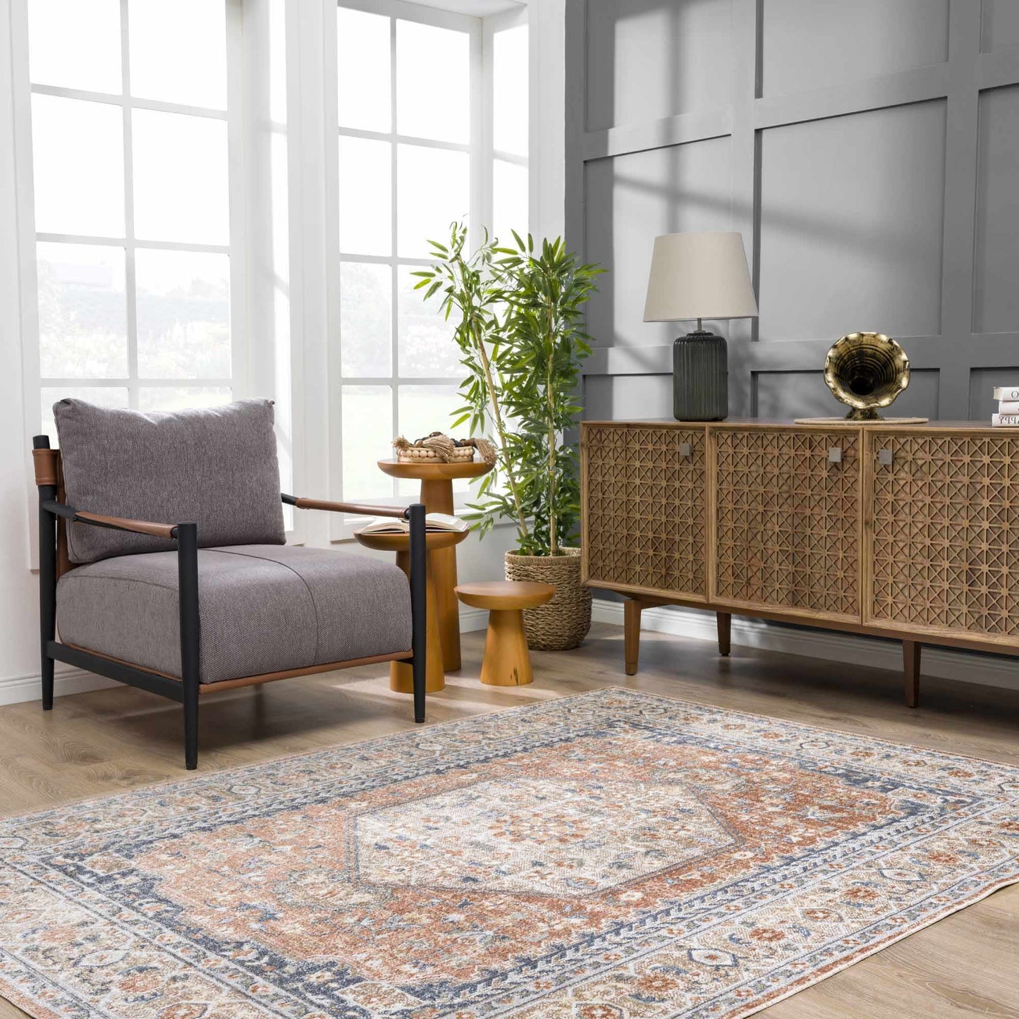 Gael Rust Flat Pile Washable Rug-5