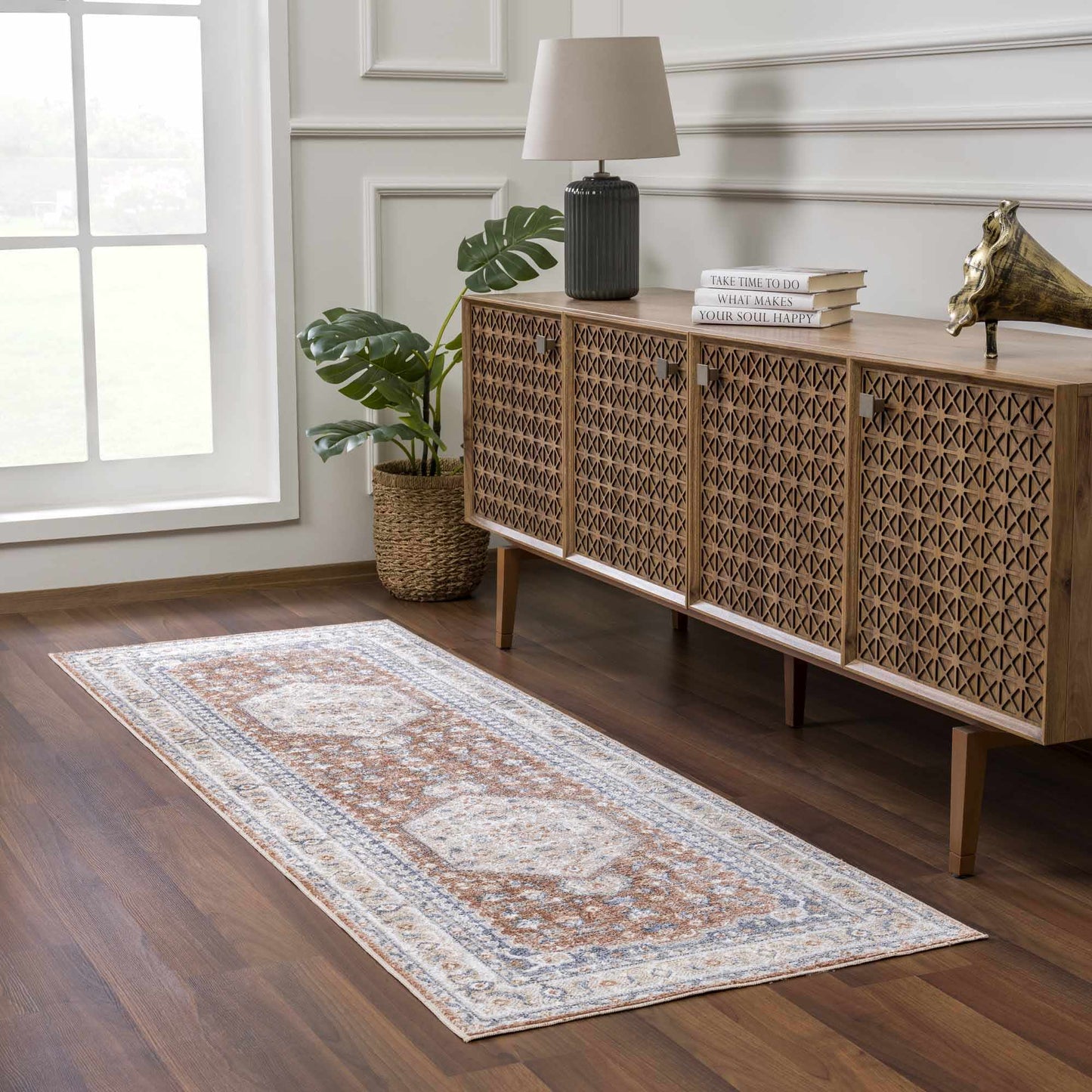 Gael Rust Flat Pile Washable Rug-2