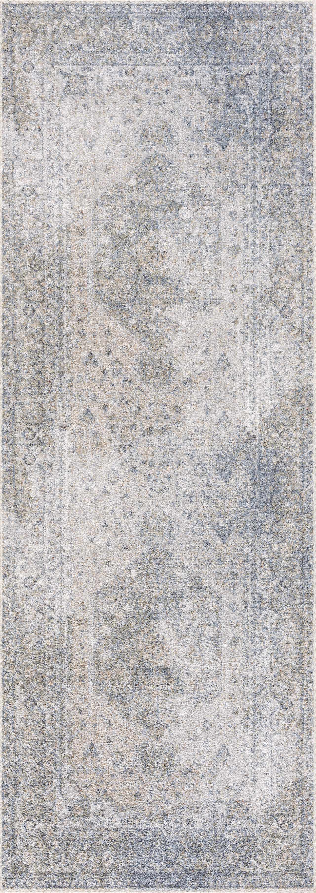 Gael Blue Flat Pile Washable Rug-6