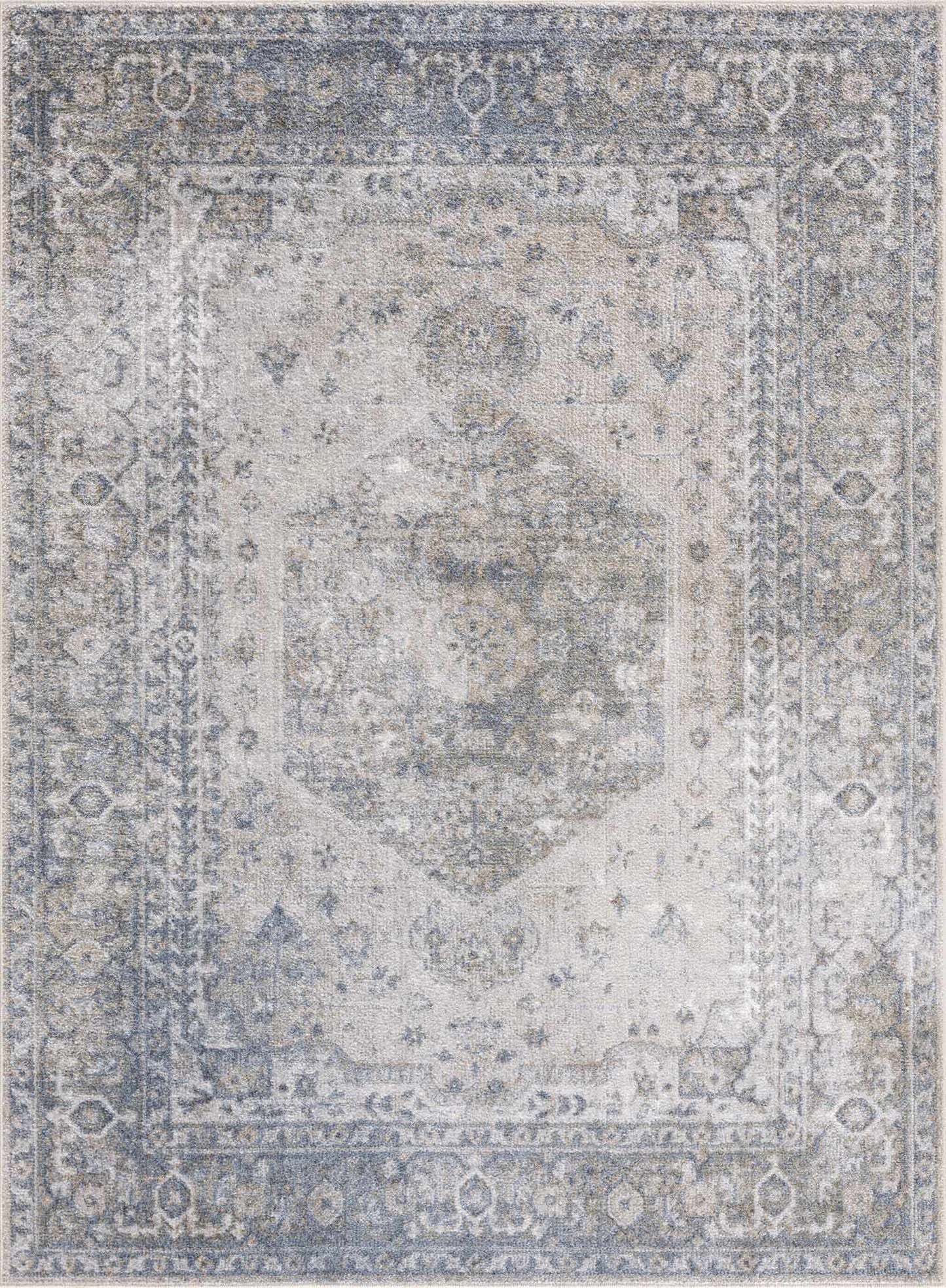 Gael Blue Flat Pile Washable Rug-0