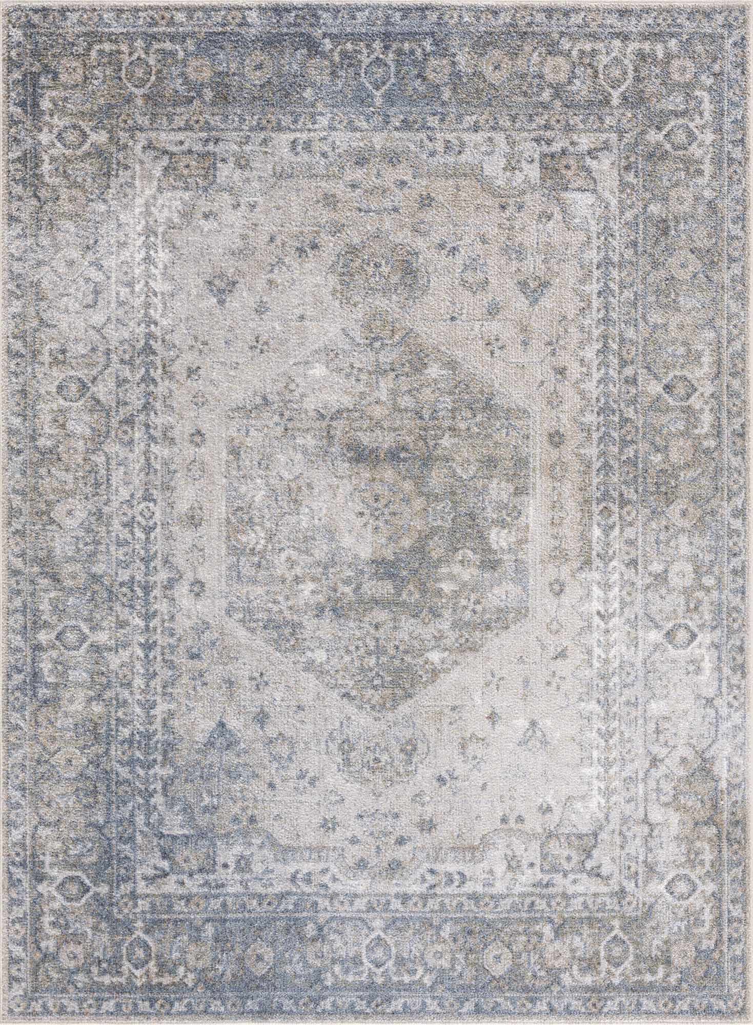 Gael Blue Flat Pile Washable Rug-0