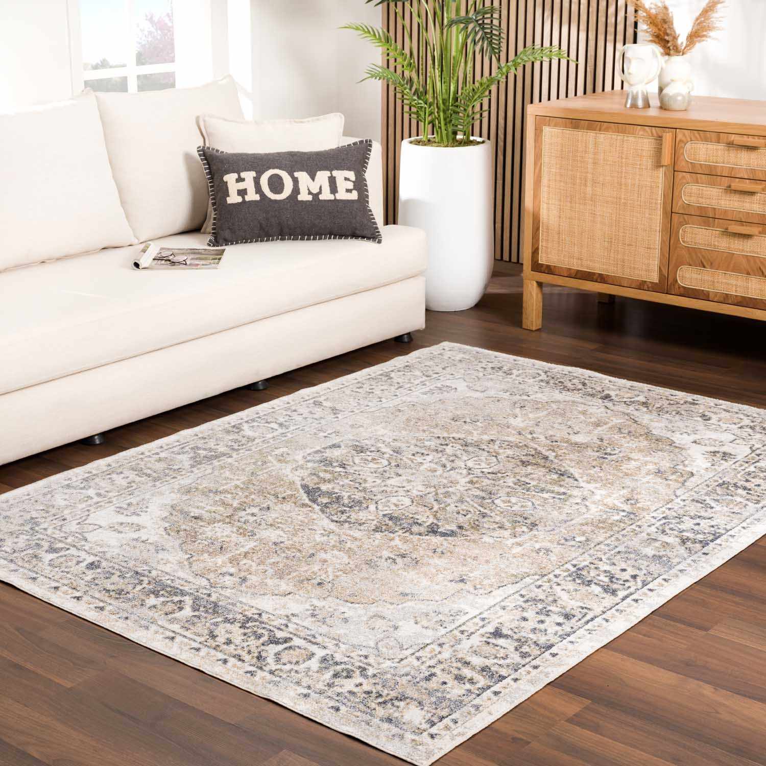 Rudo Beige Flat Pile Washable Rug-3