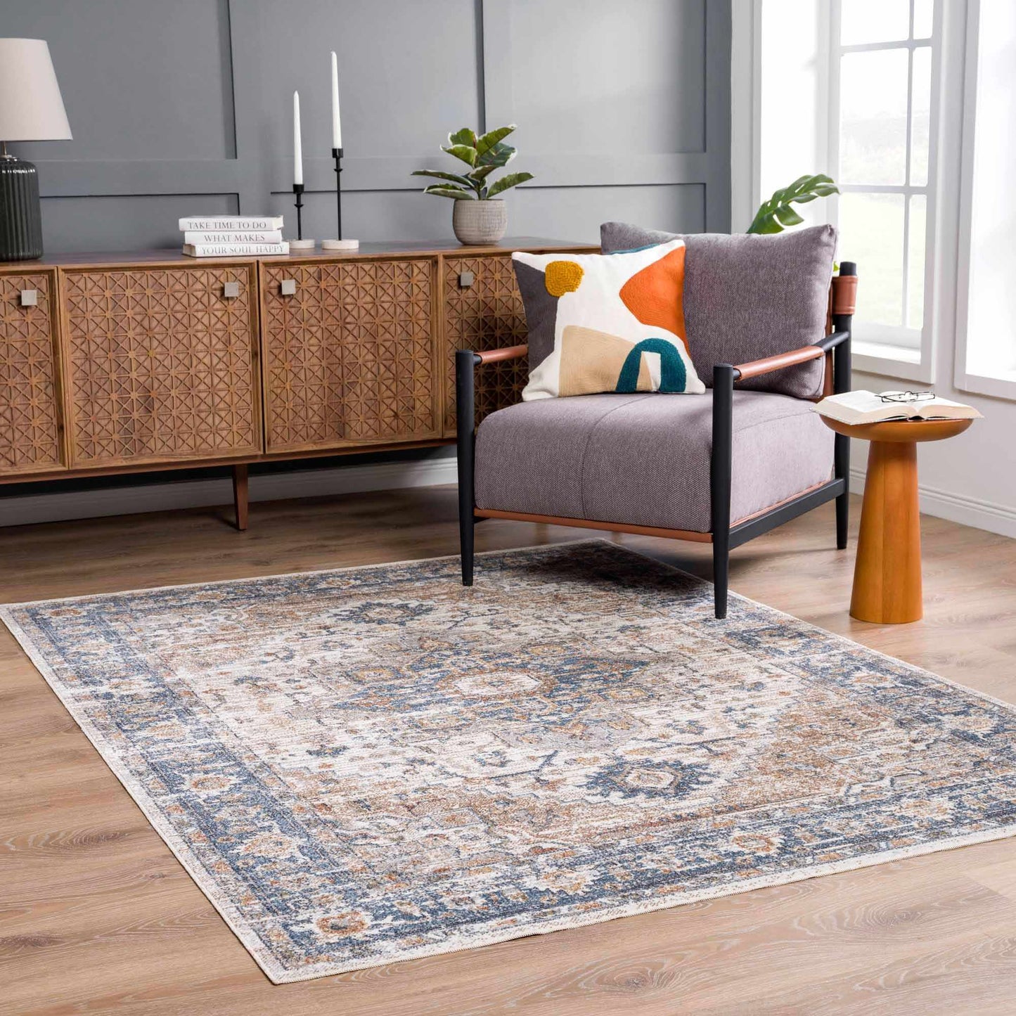 Ezri Flat Pile Washable Rug-1