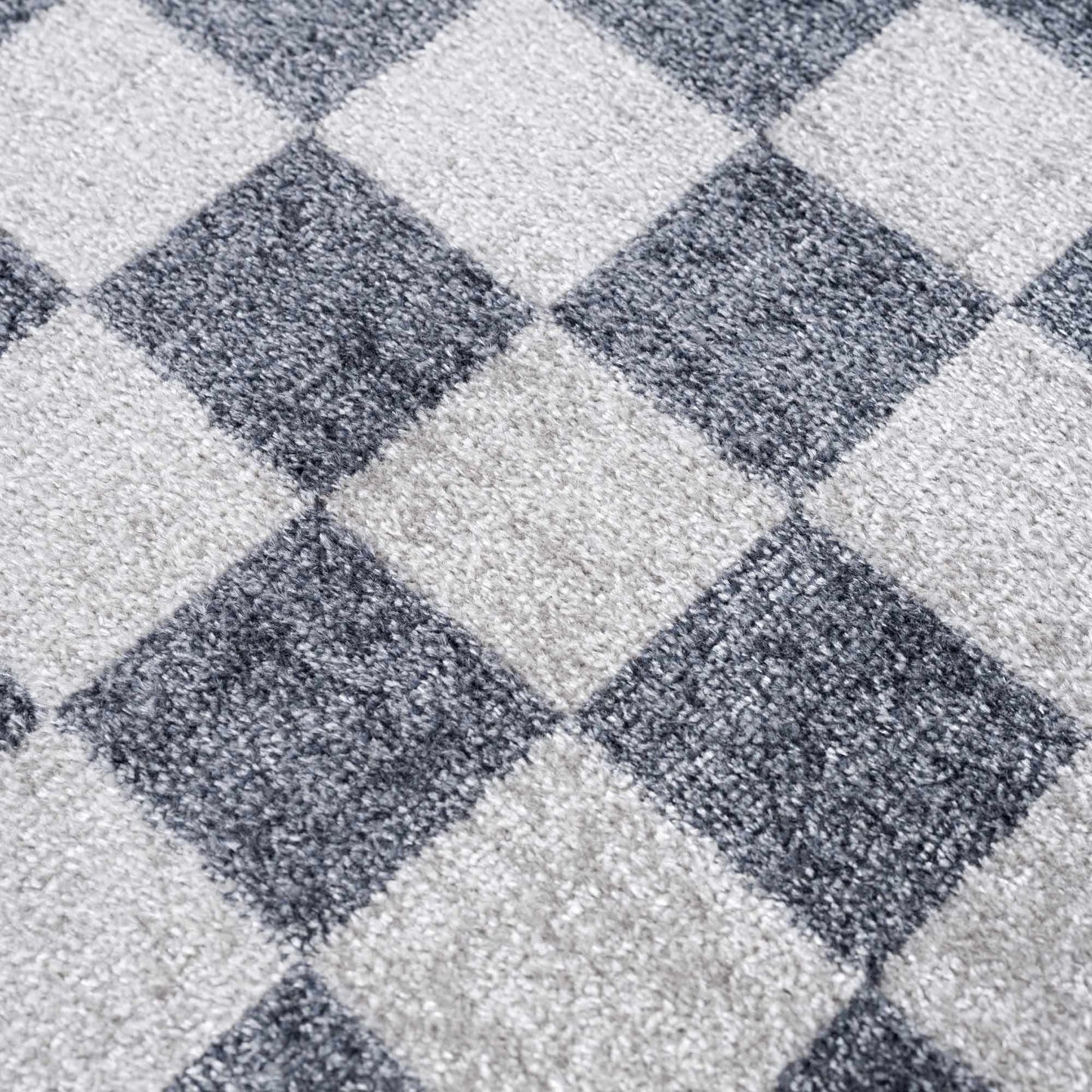 Alie Blue Gray Checkered Washable Rug-4