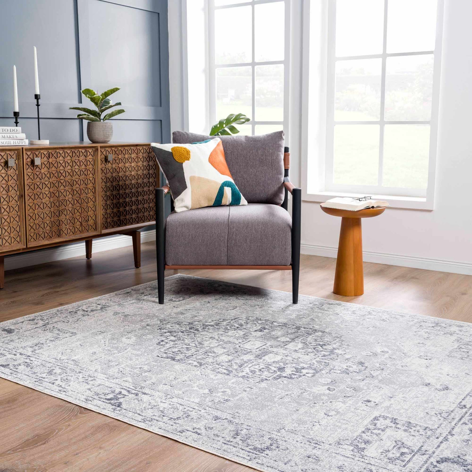 Akram Antrasit Flat Pile Washable Rug-5