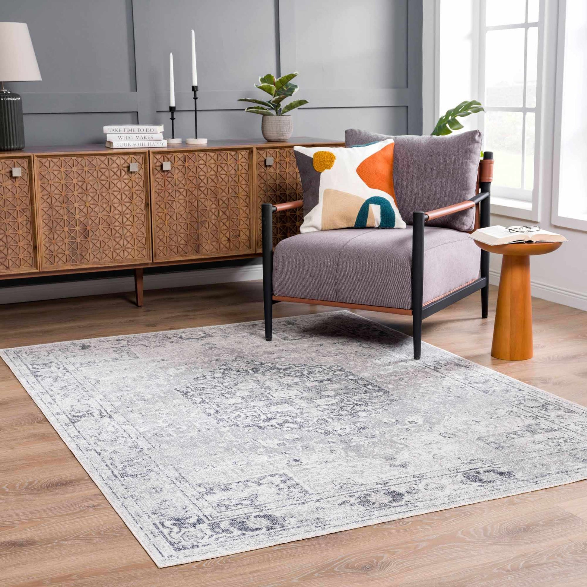 Akram Antrasit Flat Pile Washable Rug-0