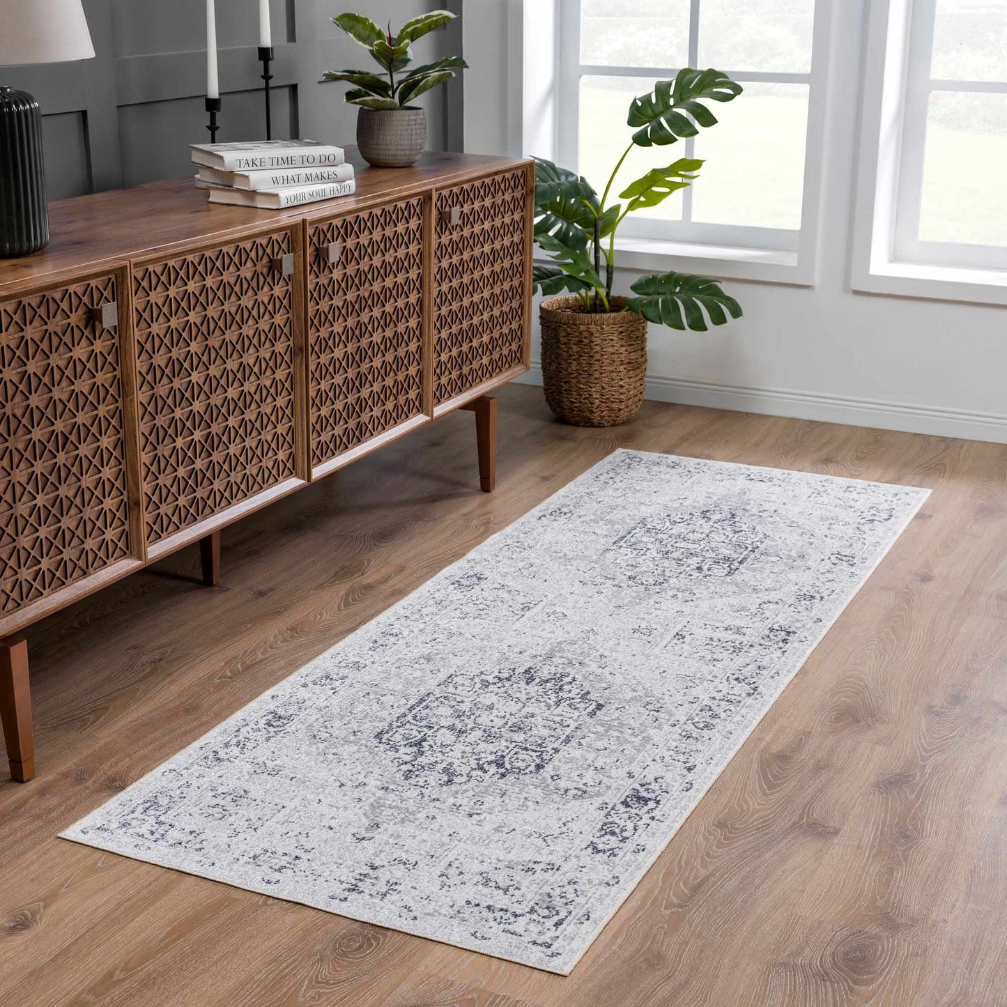 Akram Antrasit Flat Pile Washable Rug-3