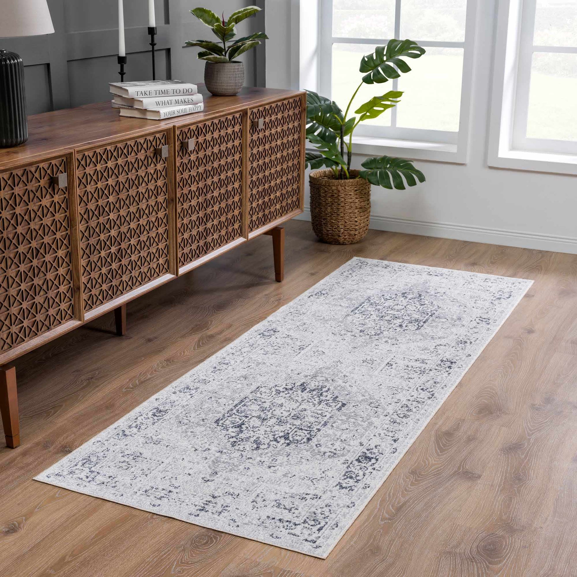 Akram Antrasit Flat Pile Washable Rug-3