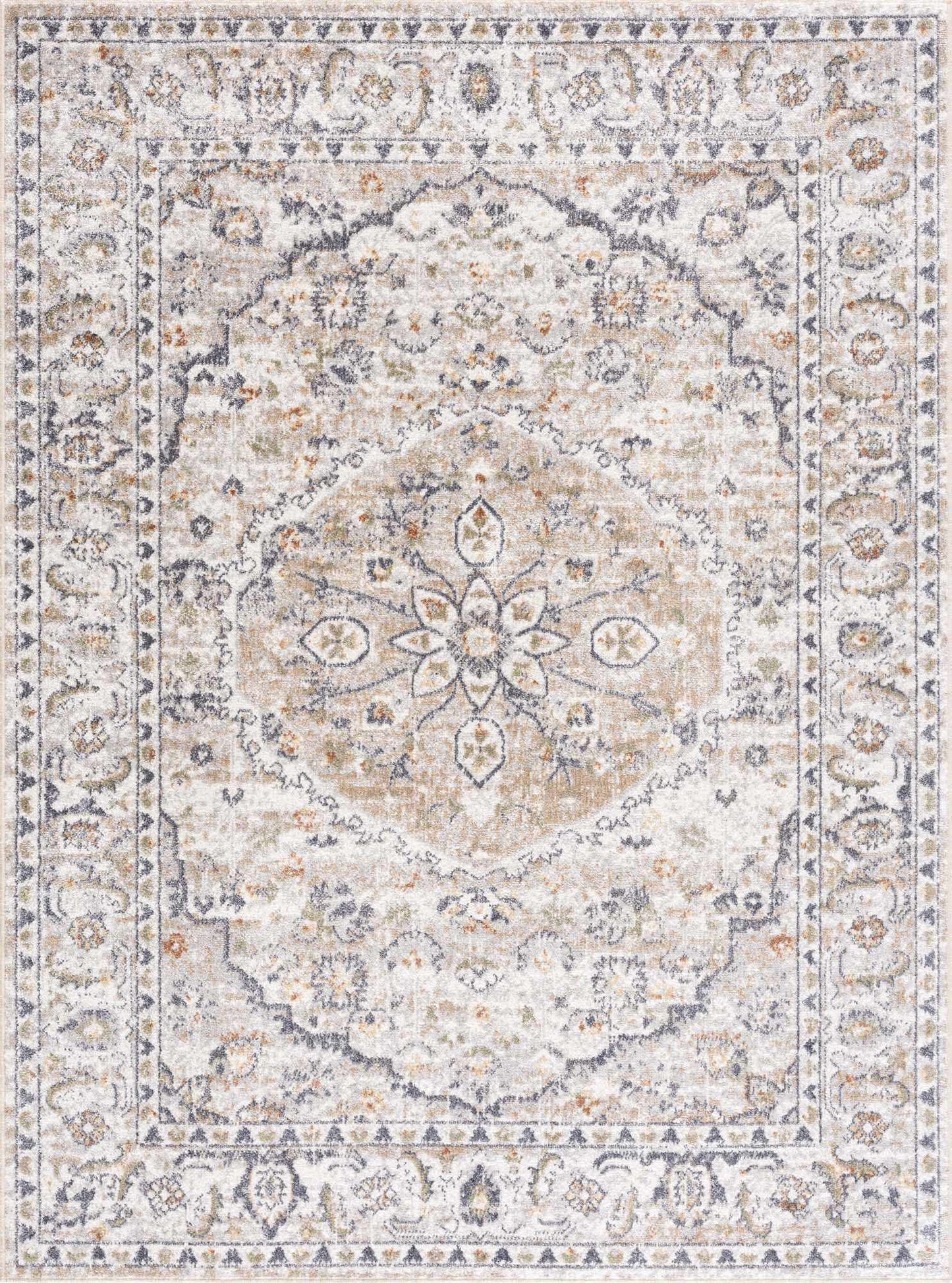 Hiti Cream Flat Pile Washable Rug-1