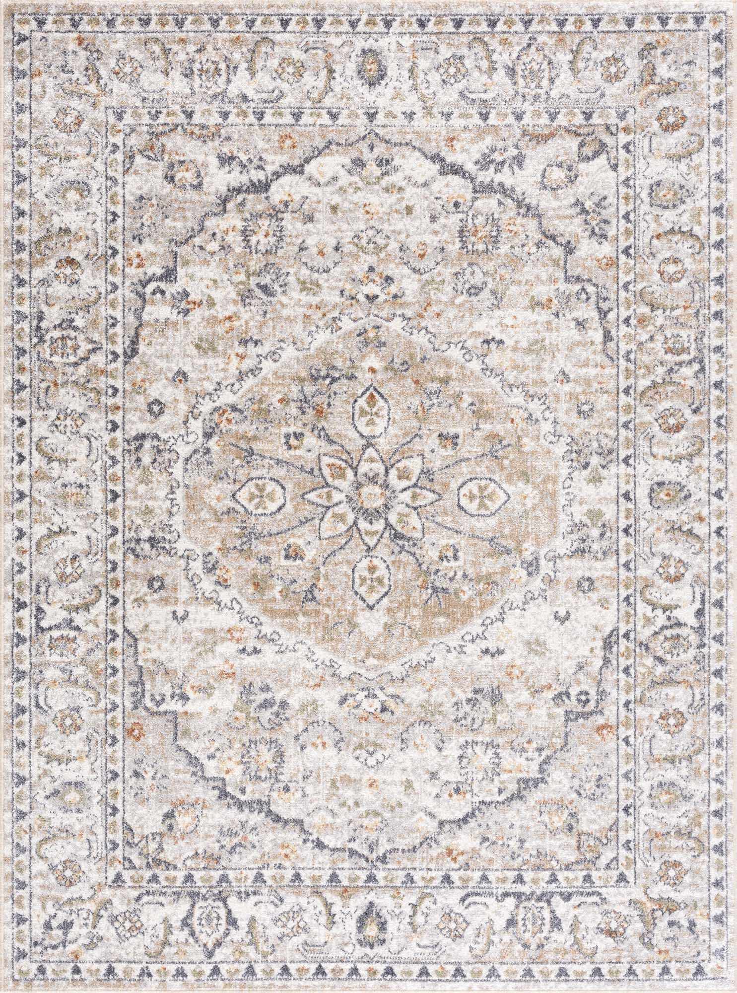 Hiti Cream Flat Pile Washable Rug-1