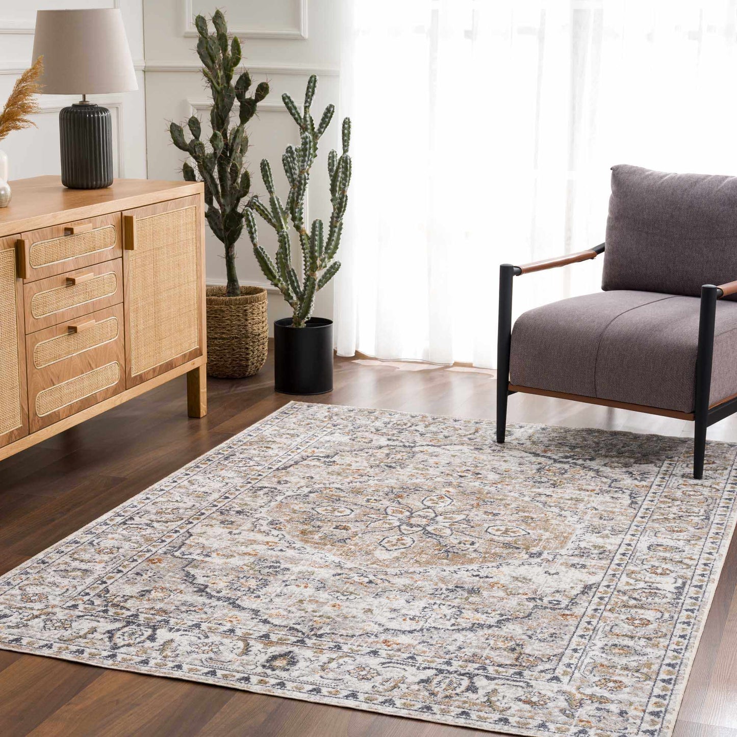 Hiti Cream Flat Pile Washable Rug-5