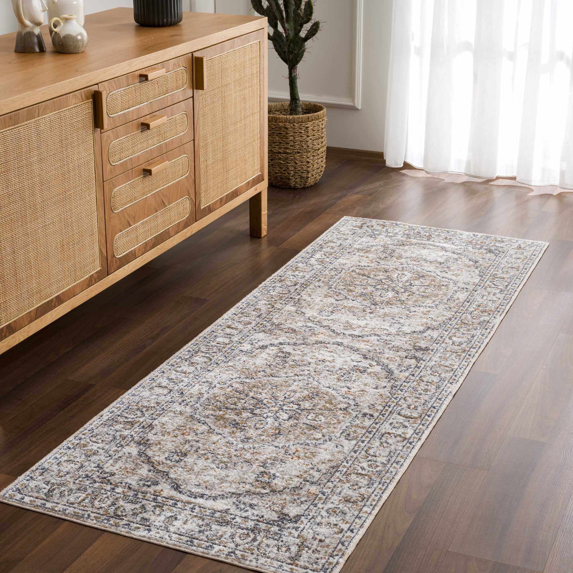 Hiti Cream Flat Pile Washable Rug-4