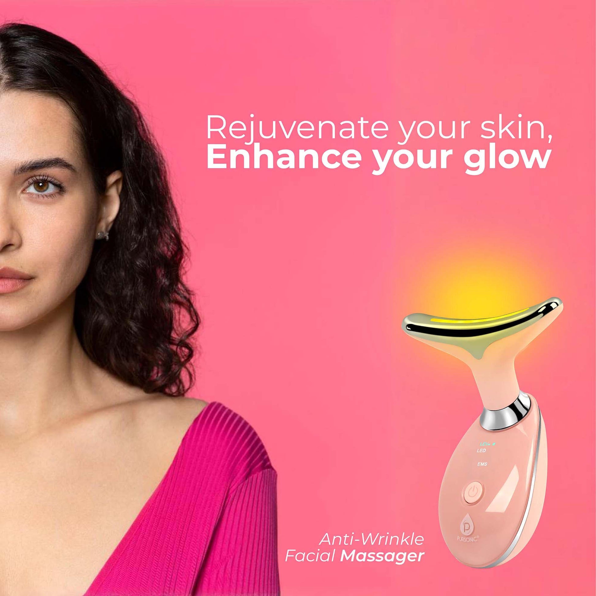 Pursonic LED Glow Set – 7-in-1 LED Light Therapy Face Mask + 7-in-1 LED Face & Neck Sculpting Wand-2